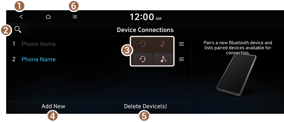 Bluetooth connection screen