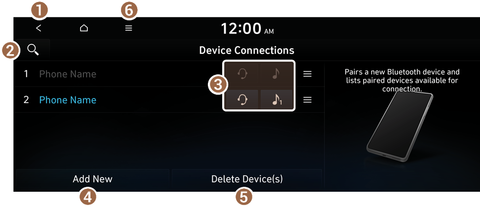 Bluetooth connection screen